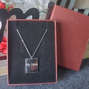 "My Hero" Men Plate Sterling Silver Necklace